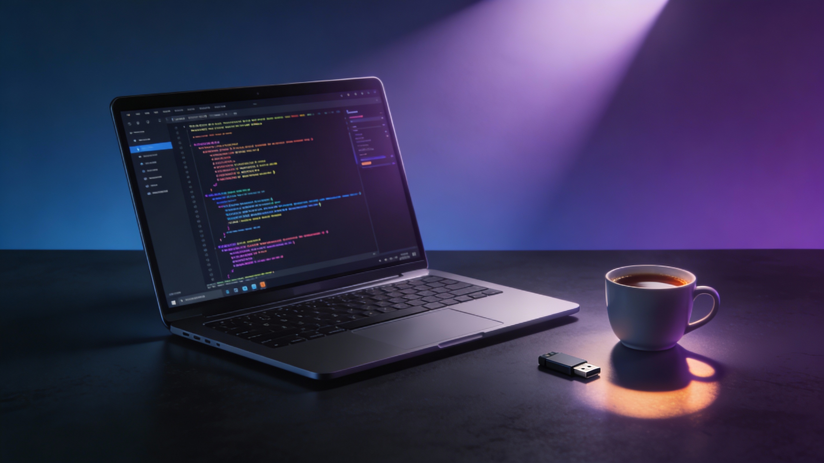 Ilustrasi laptop dan kode